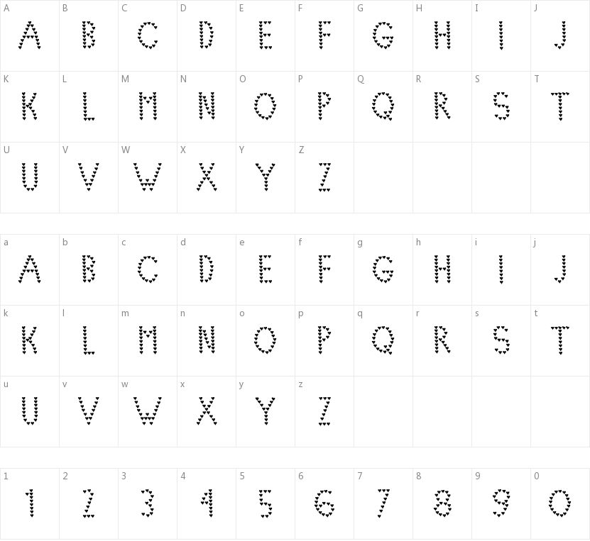 Lovelica的字符映射图