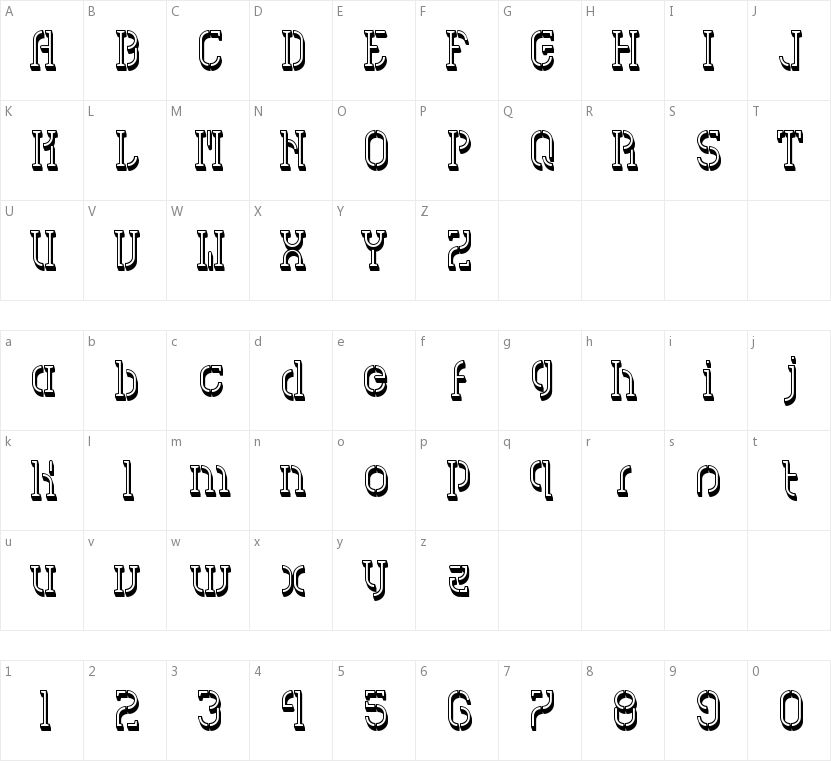 HVD Spencils的字符映射图