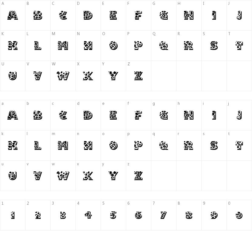 Fuzzy Handcuffs的字符映射图