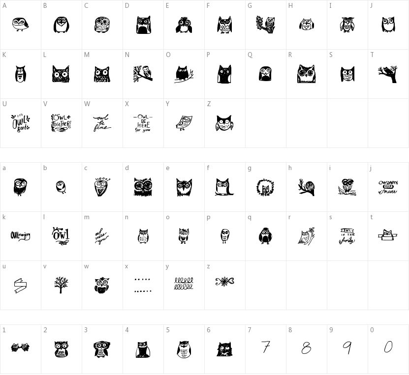 Owlmazing的字符映射图