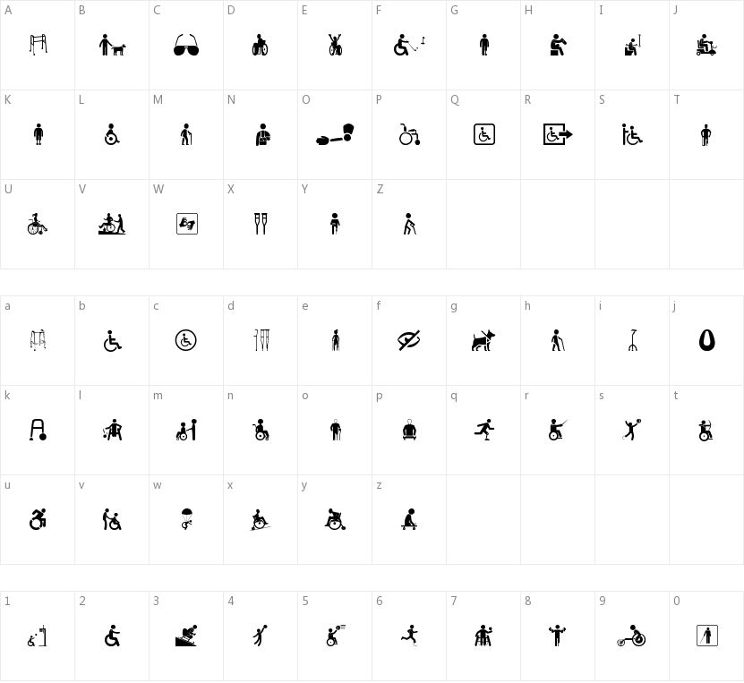 Disabled Icons的字符映射图