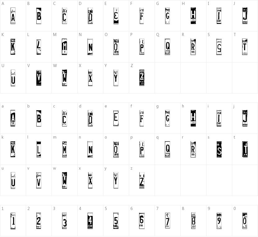 License Plates的字符映射图