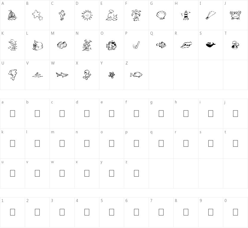 Seaside Things的字符映射图