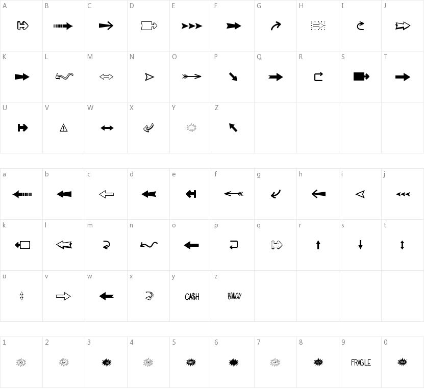 Follow The Arrow的字符映射图