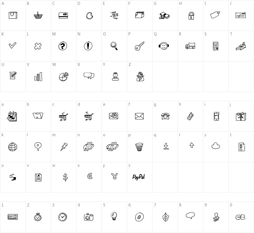 Peax Drawn Icons的字符映射图