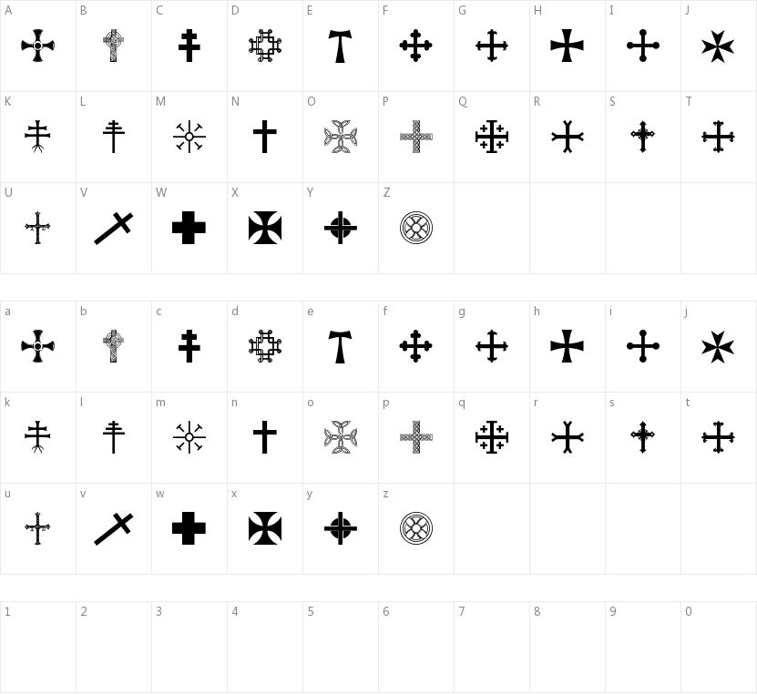 Crossbats TFB的字符映射图
