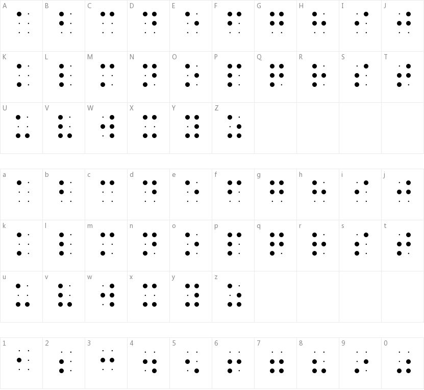 Braile Font的字符映射图