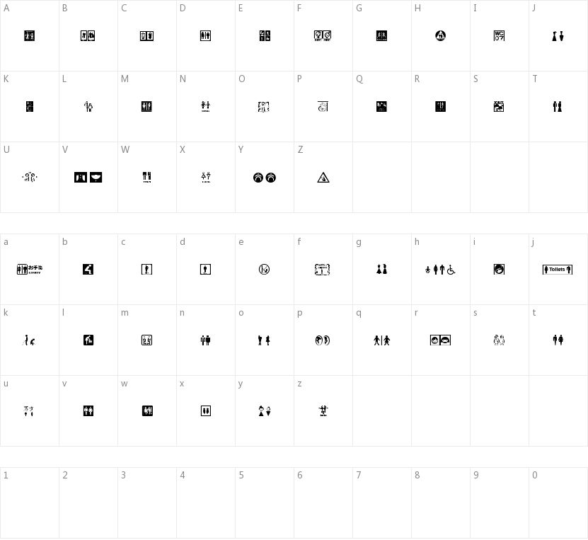 Restroom Signs TFB的字符映射图