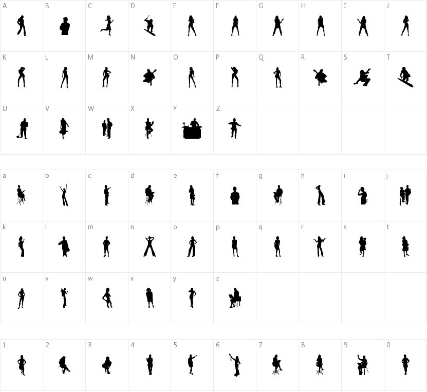 Human Silhouettes的字符映射图