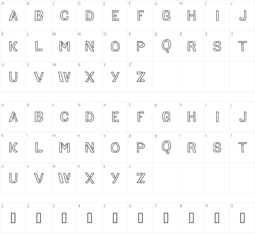 Hand Stencil的字符映射图