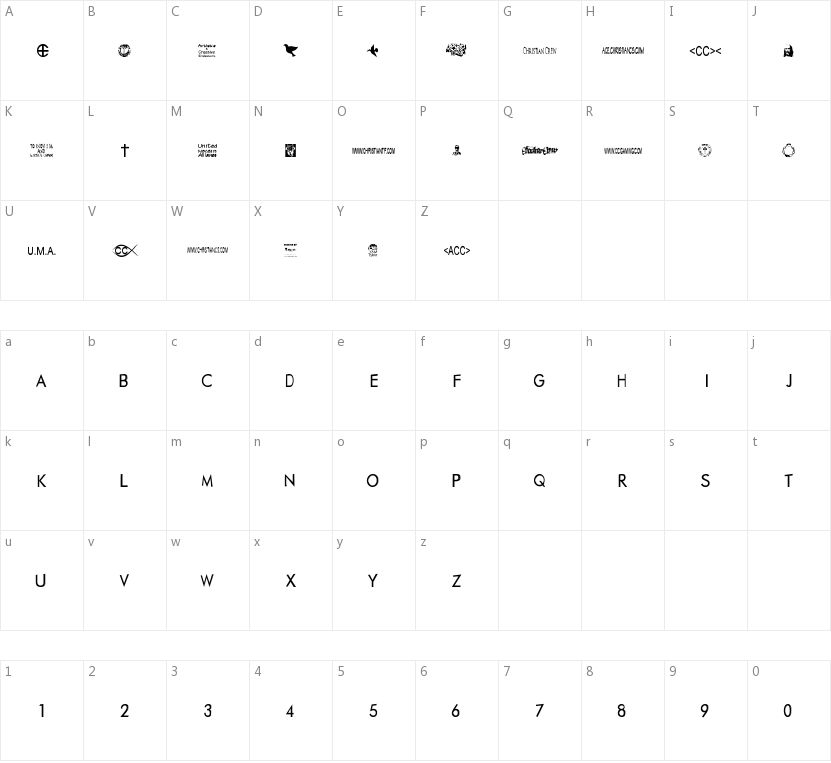 Christian Crew的字符映射图