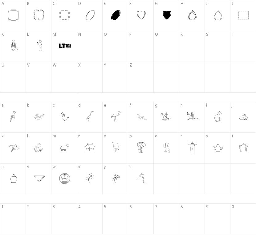 CaliKat's Path Draws LT的字符映射图