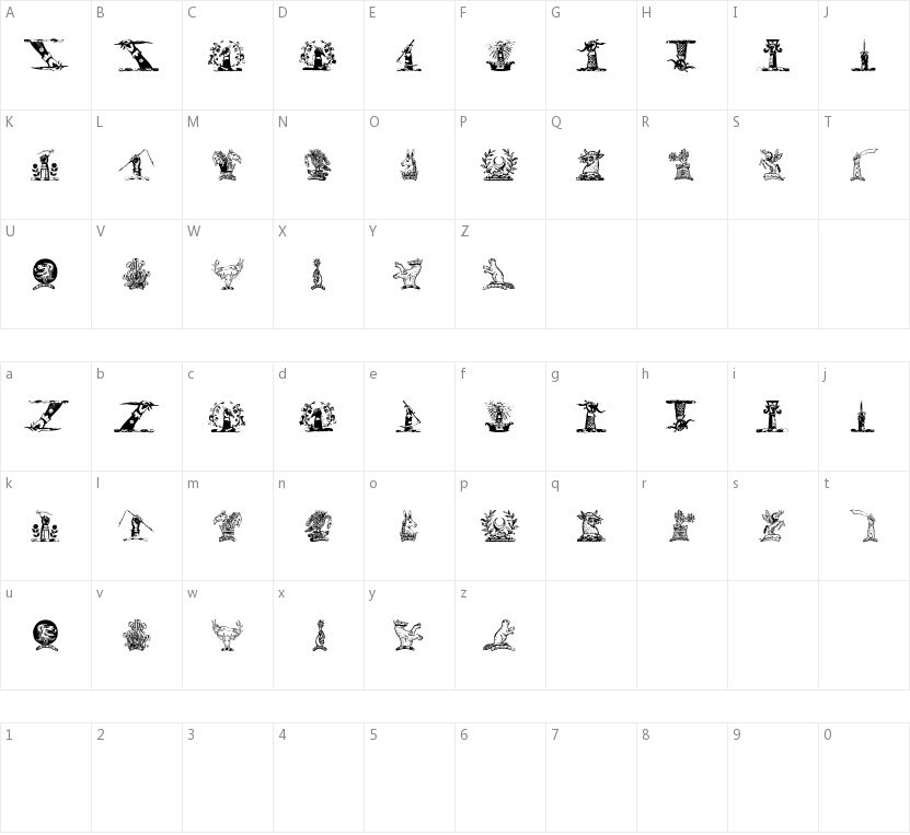 Helmbusch Crest Symbols的字符映射图