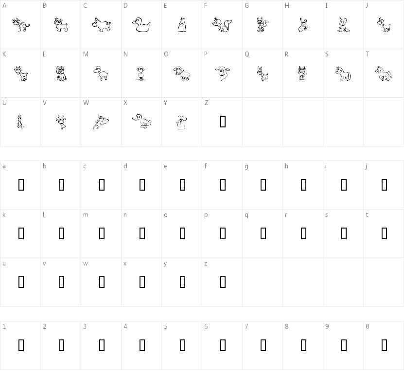 KR Barnyard Scraps的字符映射图