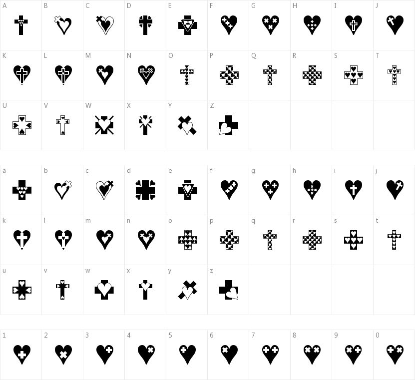 Crosses n Hearts的字符映射图