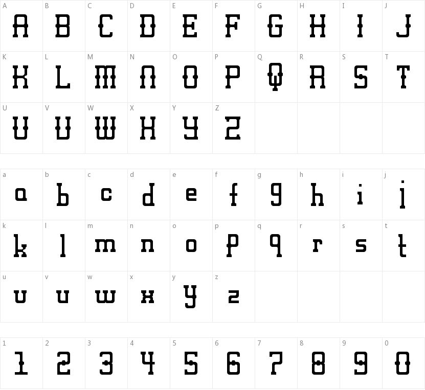 Alt West的字符映射图