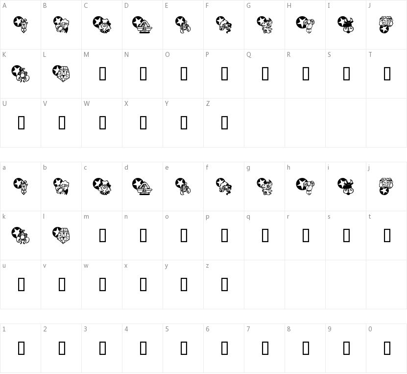 KR New Astro的字符映射图