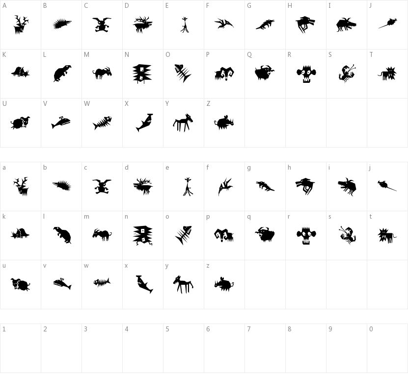 Animalia Scissored的字符映射图