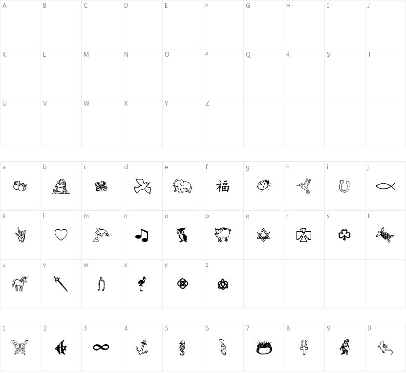 Charming Symbols的字符映射图
