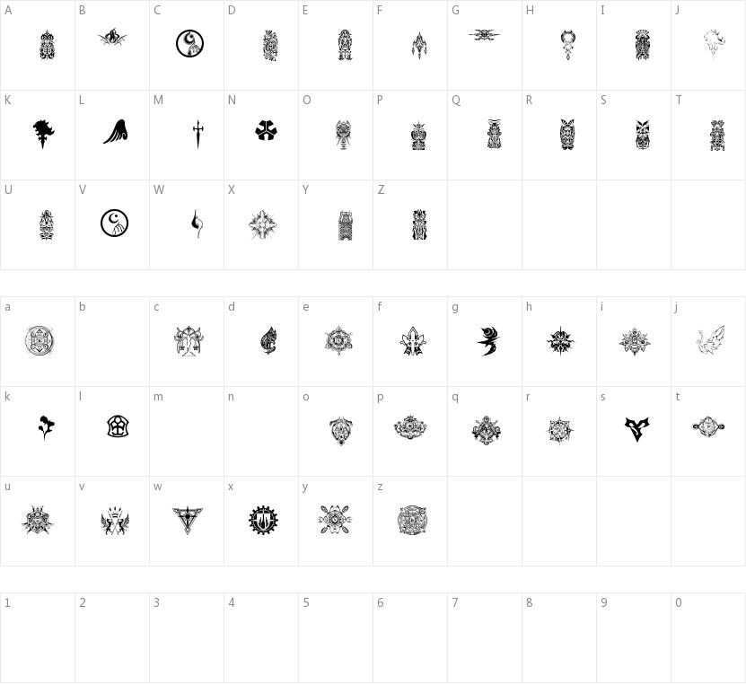 Final Fantasy Symbols的字符映射图