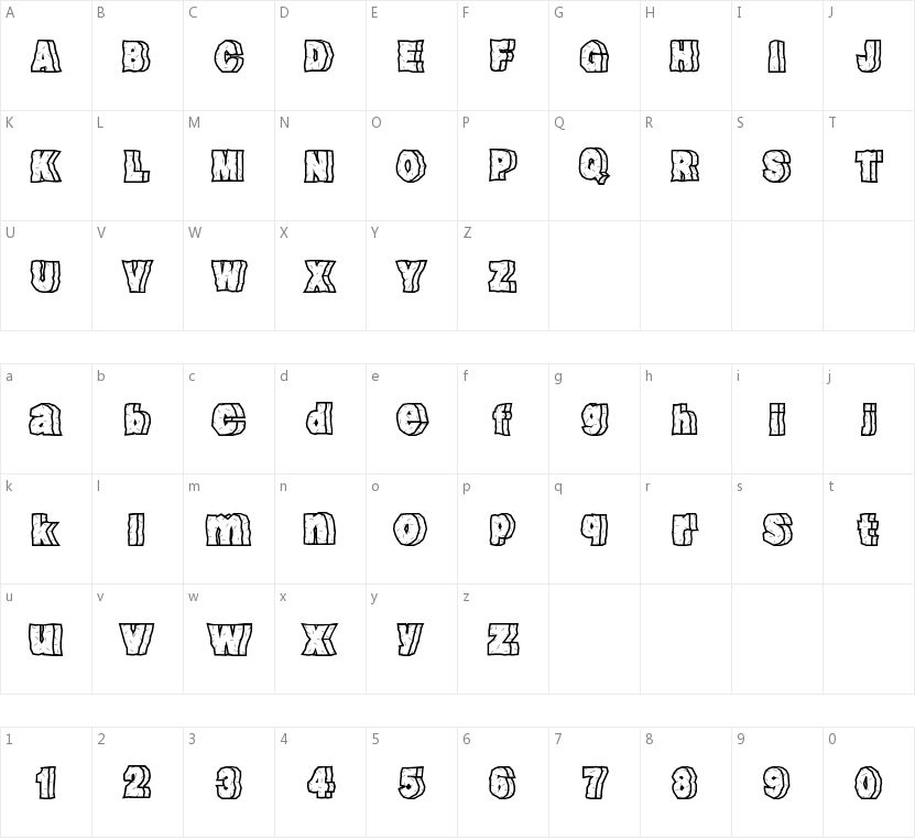 Rock Font的字符映射图