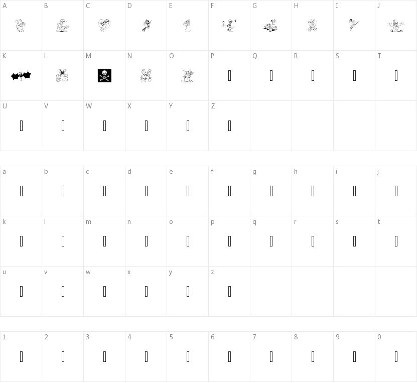 LM Holiday Toons的字符映射图