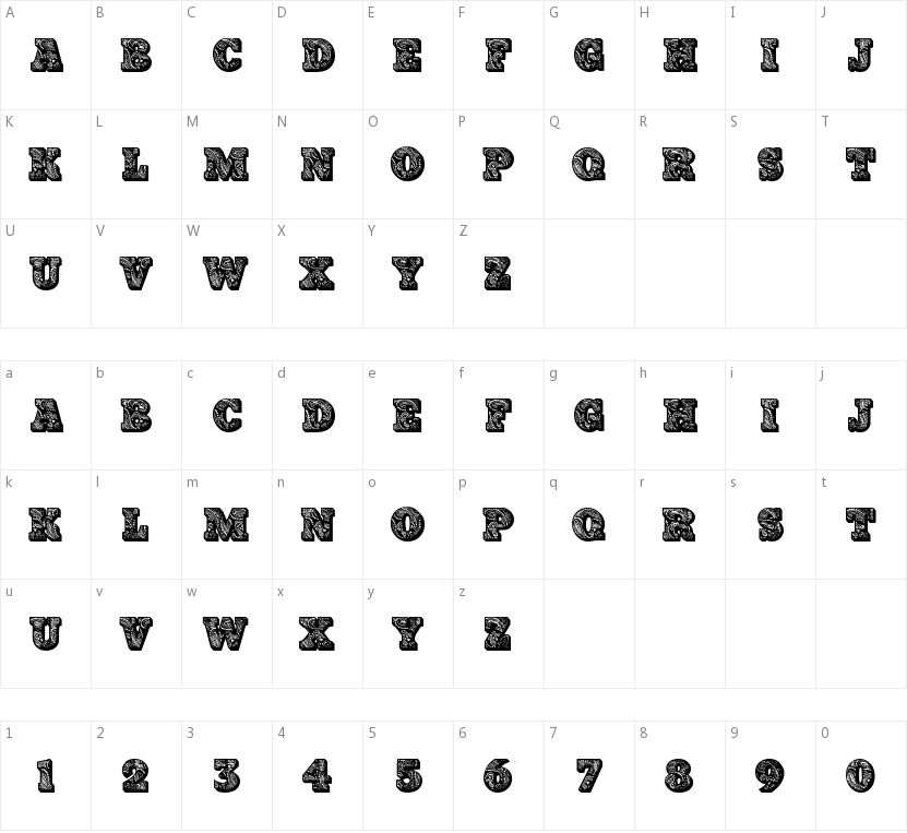 Paisley Caps的字符映射图