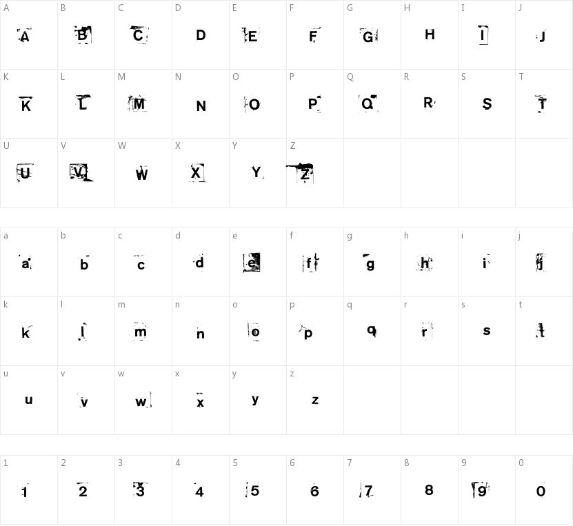 NeoPrint M319的字符映射图