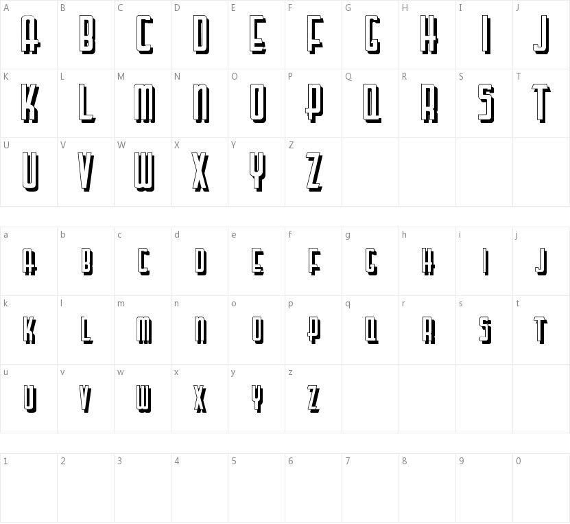 Lettering Deco Shadow的字符映射图