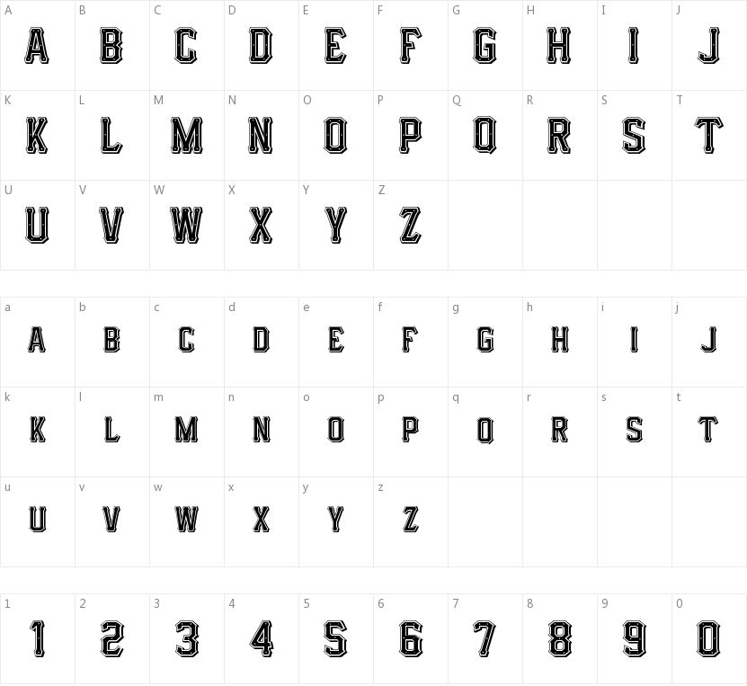 IFC HotRod Type的字符映射图