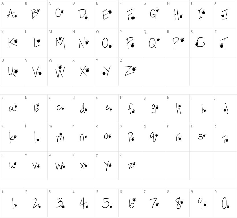 Paw Prints的字符映射图