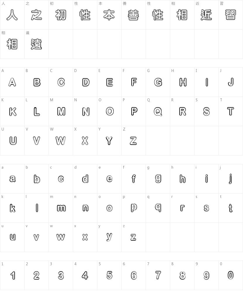 超世纪粗圆双空体繁的字符映射图