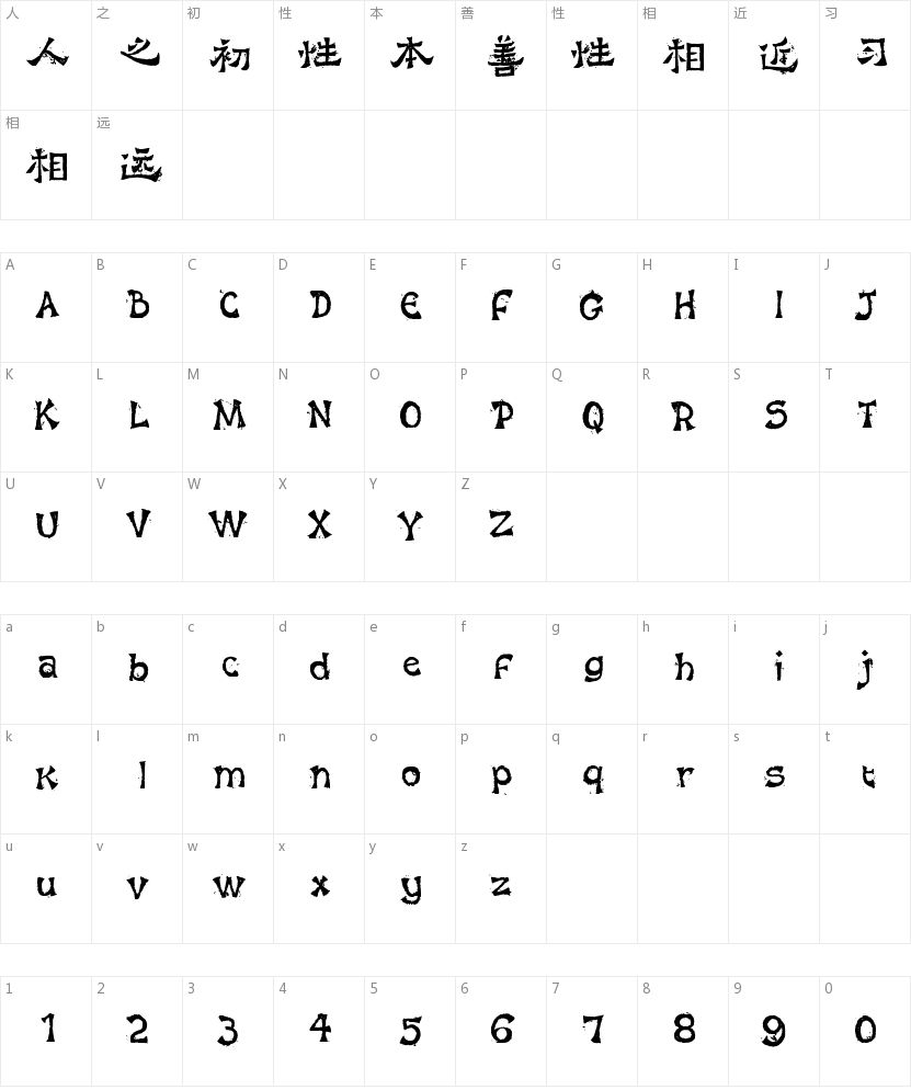 苏新诗爨宝子碑简的字符映射图