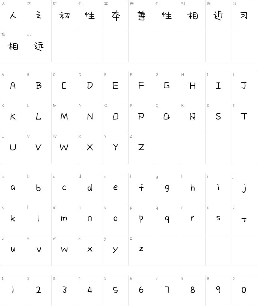 治愈孤独手账体的字符映射图
