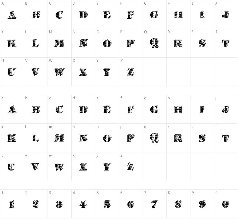 Barrelhouse All Caps的字符映射图