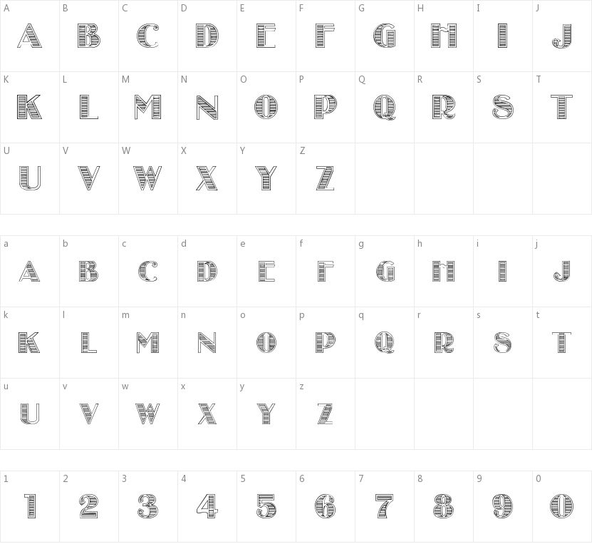 Stripes Caps的字符映射图
