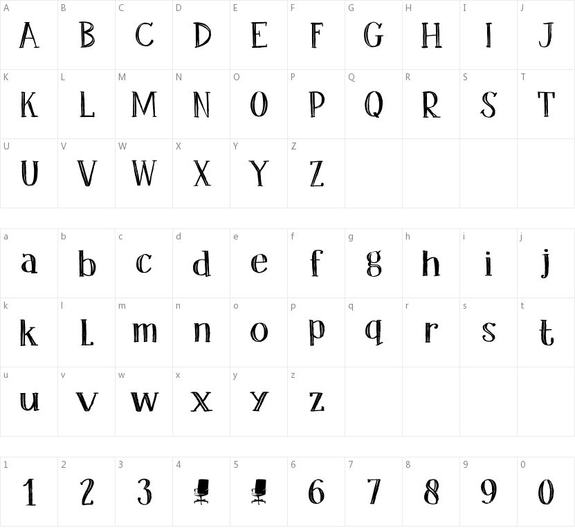 DK Office Squeeze的字符映射图