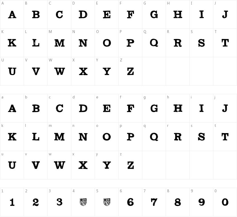 DK Southwark的字符映射图