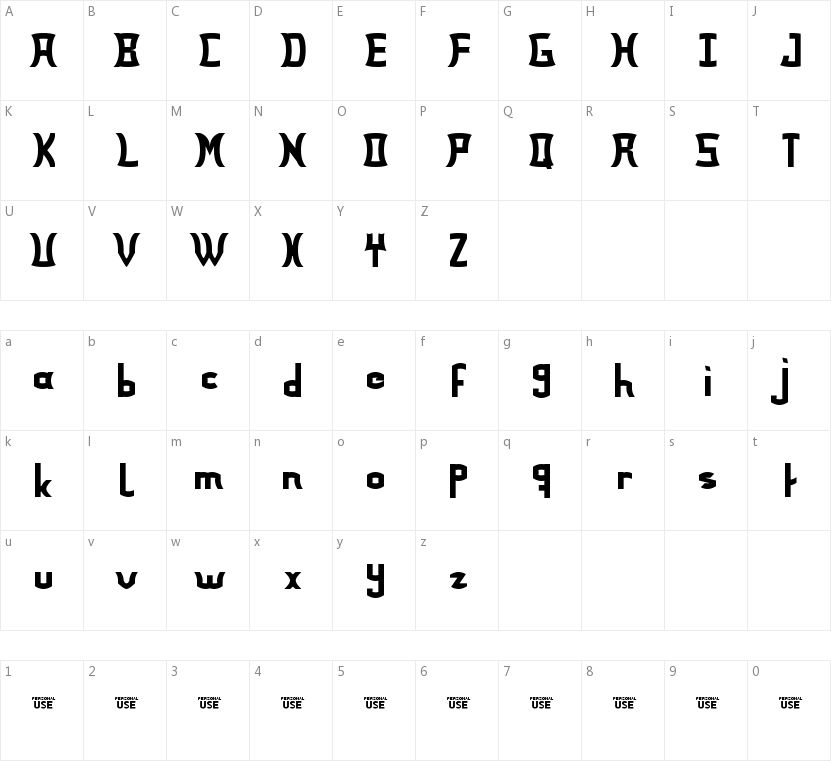 Yorle Personal use的字符映射图