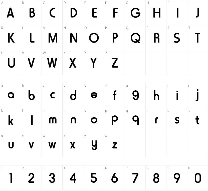 HoratioDMed Regular的字符映射图