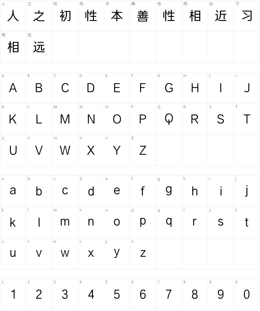 方正方俊黑 简 Medium的字符映射图