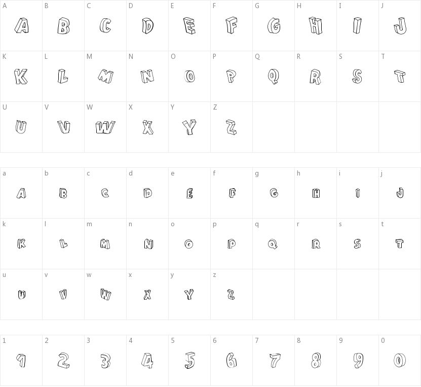 Cartoon Blocks的字符映射图