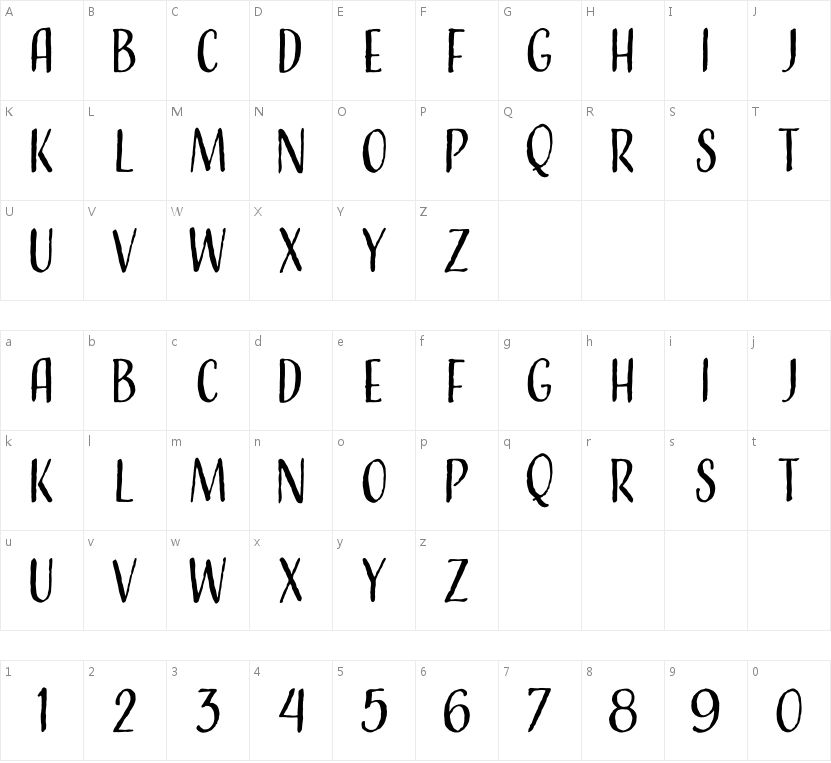 AdornCondensedSans的字符映射图