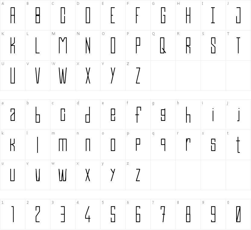 Efesto Regular的字符映射图