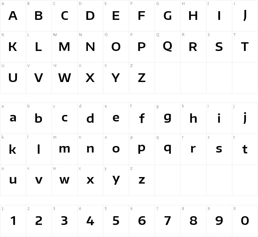 TypoPRO-EncodeSansWide-600-SemiBold的字符映射图