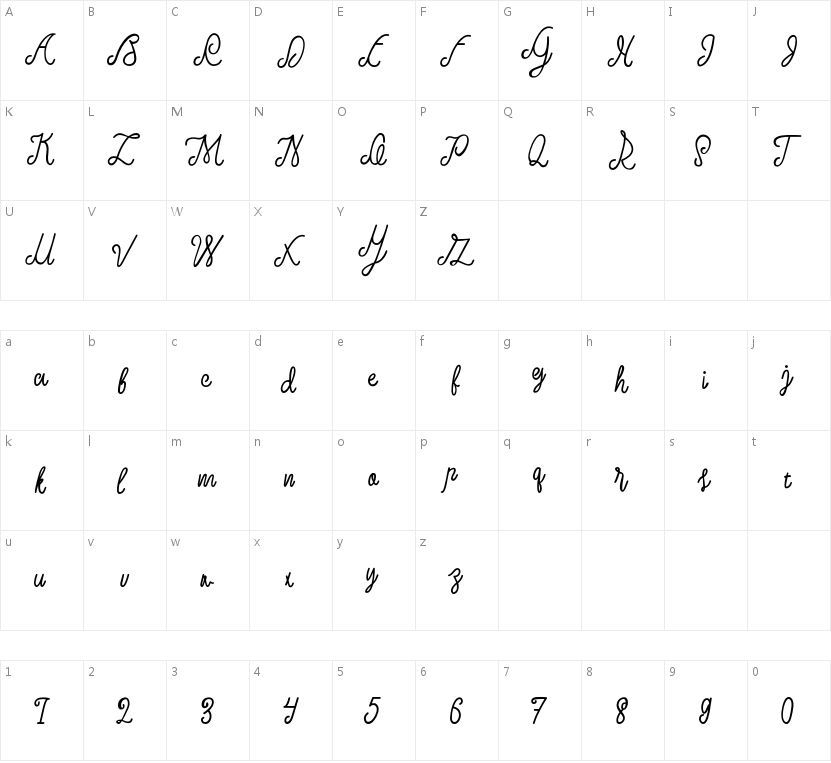 Larquette Typeface的字符映射图