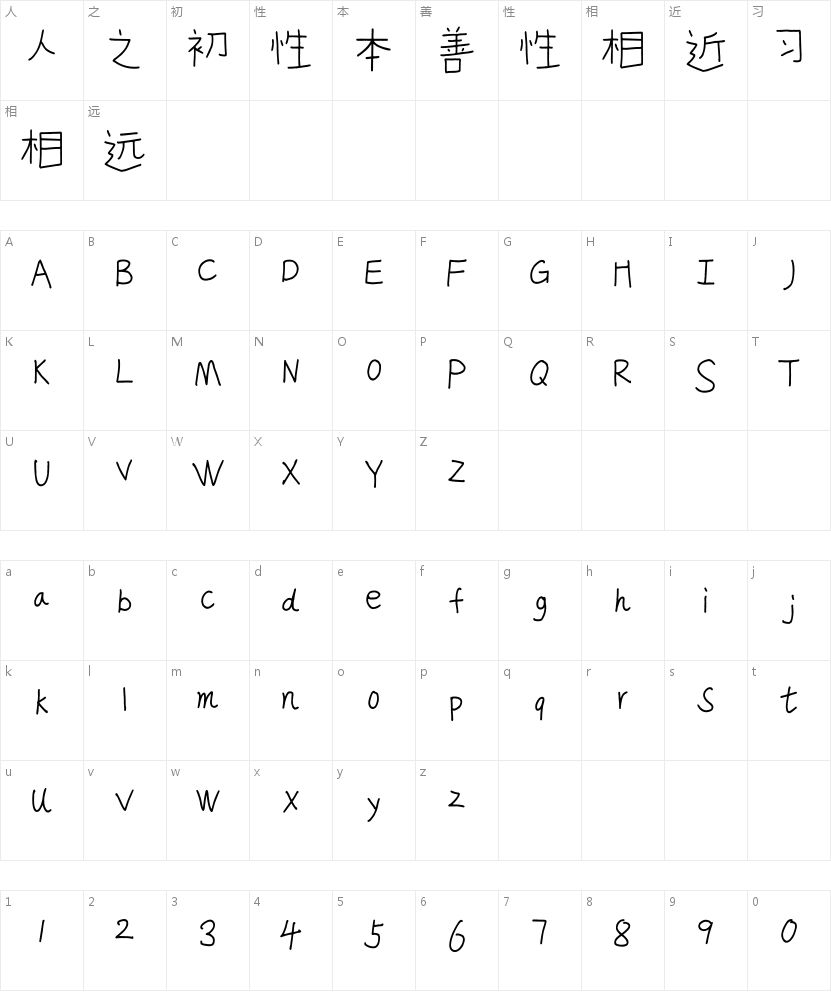 香蕉童趣绘本灵感体的字符映射图