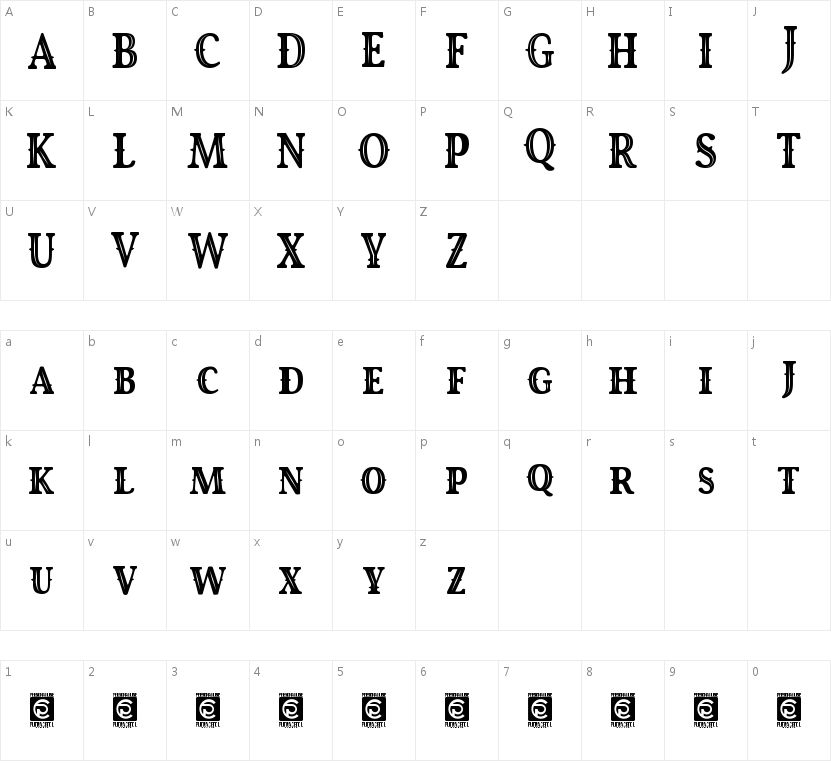 Royal King Typeface的字符映射图