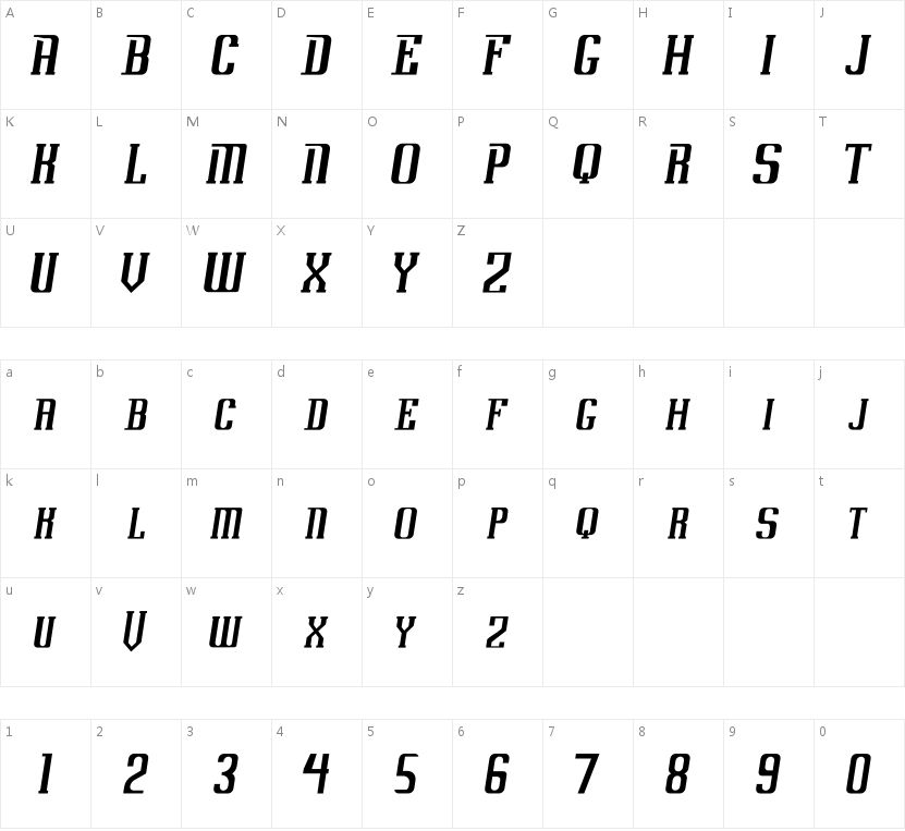 Uovo Di Drago Italic的字符映射图