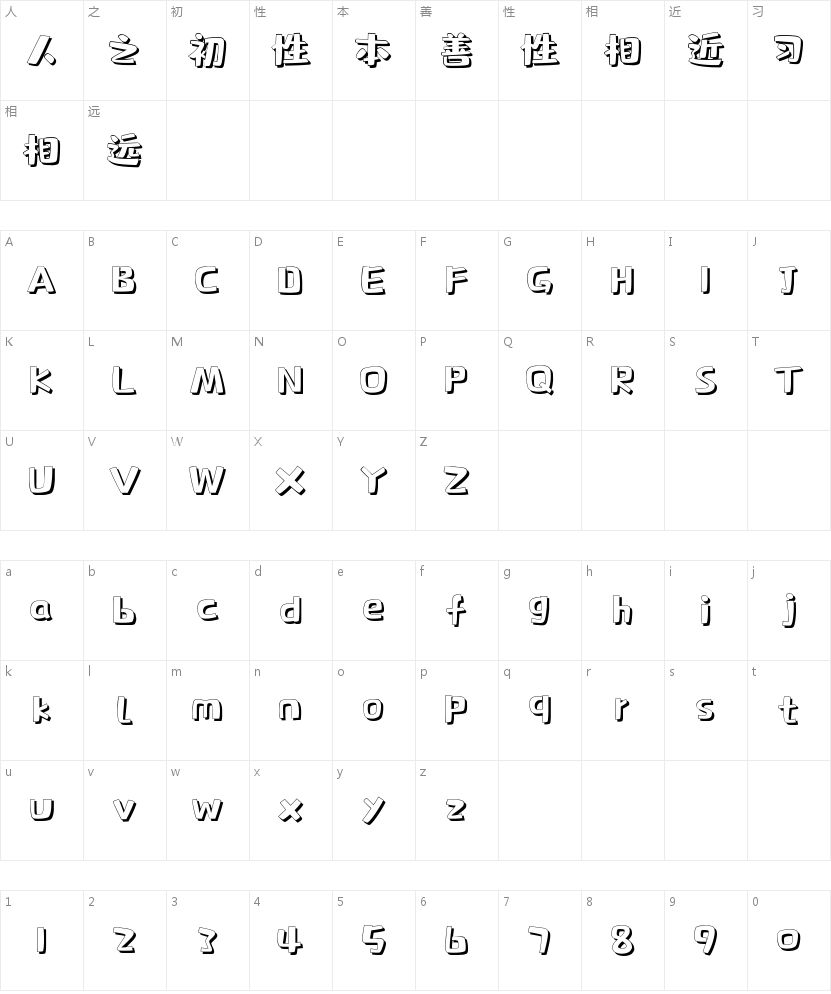 字魂肥宅快乐体的字符映射图